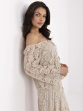 Elegante beige Bluse mit Spitze