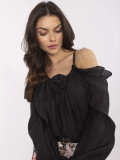 Elegante schwarze Bluse mit Rüschen