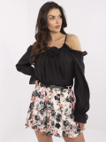 Elegante schwarze Bluse mit Rüschen
