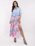 Rosa Midi-Rock mit Blumenmuster