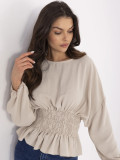 Elegante beige Bluse mit langen Ärmeln