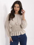 Elegante beige Bluse mit langen Ärmeln