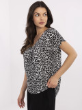 Stylische graue Bluse mit V-Ausschnitt
