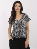 Stylische graue Bluse mit V-Ausschnitt