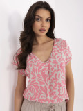 Rosa Bluse mit V-Ausschnitt