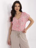 Rosa Bluse mit V-Ausschnitt