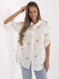Elegante ecru Bluse mit 3/4-Ärmeln