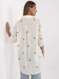 Elegante ecru Bluse mit 3/4-Ärmeln
