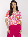Stylische Bluse mit kurzen Ärmeln in Rosa