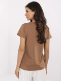 Beige T-Shirt mit Applikation und Strasssteinen