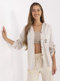 Beige Bluse mit Kapuze