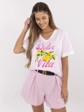Stylische rosa Bluse mit V-Ausschnitt