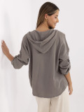 Graue Bluse mit Kapuze