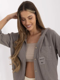 Graue Bluse mit Kapuze