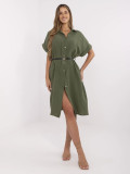 Einfaches khaki Kleid mit Kragen