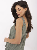 Khaki Bluse mit V-Ausschnitt