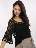 Stilvolle schwarze Bluse mit 3/4-Ärmeln