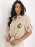 Beige Bluse mit 3/4-Ärmeln