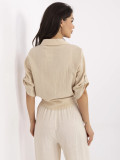 Beige Bluse mit 3/4-Ärmeln