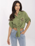 Stilvolle khaki Bluse mit 3/4 Ärmeln