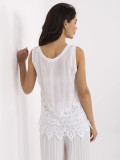 Weiße Boho-Bluse mit Spitze und Stickerei