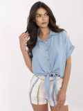 Elegante blaue Tencel-Bluse