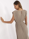 Beige Midi-Kleid mit Gürtel