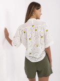 Elegante ecru Bluse mit kurzen Ärmeln
