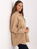 Beige Casual Overshirt-Jacke mit Kragen