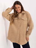 Beige Casual Overshirt-Jacke mit Kragen