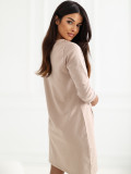 Beiges Sweatshirt-Minikleid mit 3/4-Ärmeln