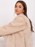 Beige Fellweste mit Futter
