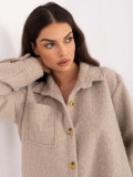 Beige Übergangsjacke mit Kragen und Taschen