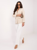 Beiger Blazer mit Hahnentrittmuster und Futter