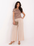 Beige Palazzo-Hose aus Viskose