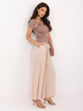 Beige Palazzo-Hose aus Viskose