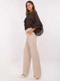Beige elegante weite Baumwollhose