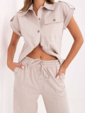 Beige Komplettset mit Bluse und Hose