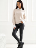 Beiger eleganter Pullover mit Kragen