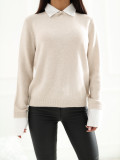 Beiger eleganter Pullover mit Kragen