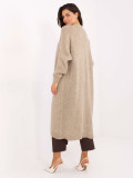 Beiger langer Cardigan mit Taschen