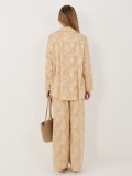 Beiges Set aus Viskose mit Hemd und Hose