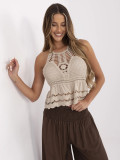 Beige Boho-Top mit Spitzenmuster