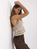 Beige Boho-Top mit Spitzenmuster