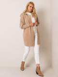 Beige Alpaka-Mantel mit Kapuze