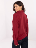 Bordeauxrotes Baumwoll-Sweatshirt mit Kragen und Tasche