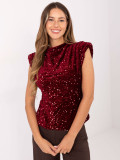 Elegante bordeauxrote Bluse mit Applikation und Pailletten