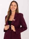 Elegantes bordeauxfarbenes Sakko mit Futter und Brosche