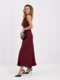 Bordeauxfarbenes Midi-Kleid mit verstellbaren Trägern