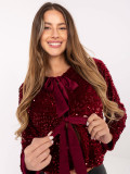 Eleganter kurzer Cardigan in Bordeaux mit Pailletten und Futter